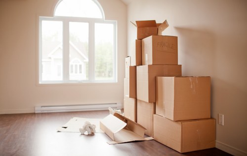 Family unpacking in their new London home